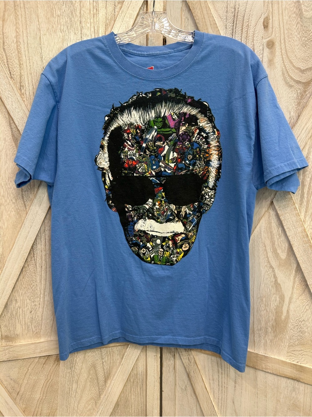 Marvel Comics Many Faces of Stan Lee Mosaic Graphic Hanes Tagless Beefy Tee